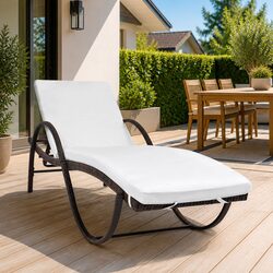 Brown Sun Lounger with Cushion for Outdoor Comfort