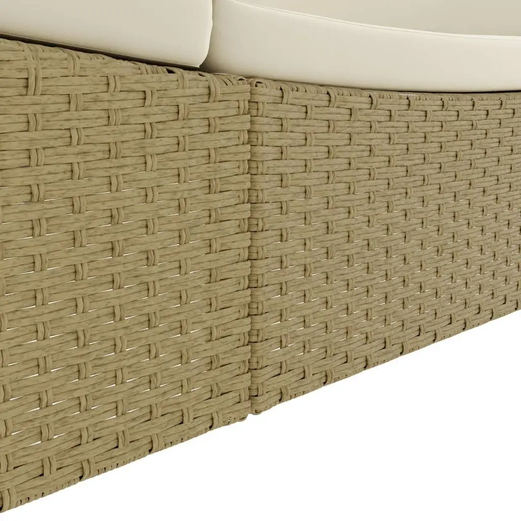 Outdoor Lounge Bed Beige Adjustable Backrest Weather Resistant PE Rattan