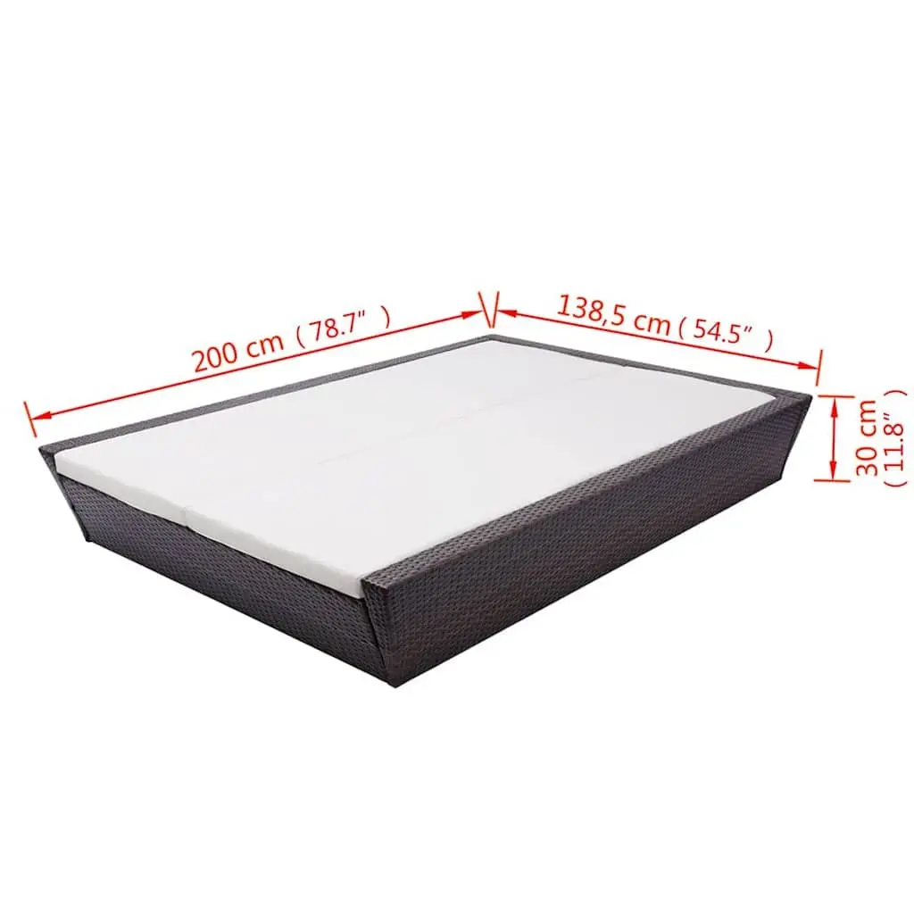 Double Outdoor Lounge Bed Adjustable Backrests Weather Resistant PE Rattan Brown