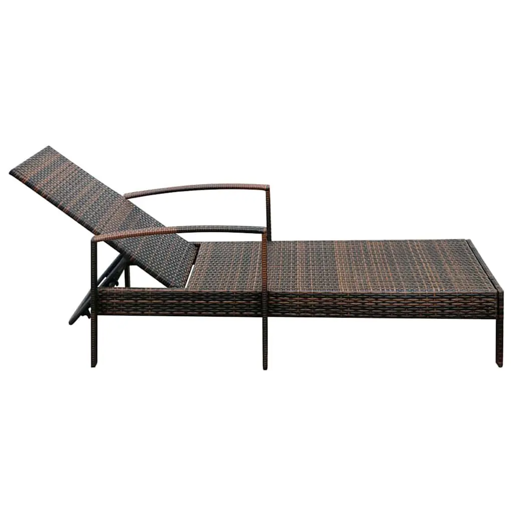 Sun Lounger Adjustable Backrest Outdoor Recliner with Cushion