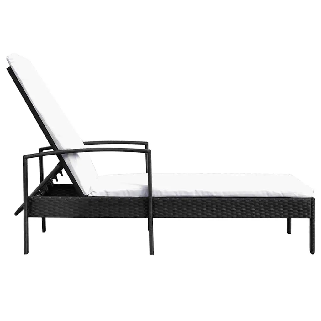 Outdoor Recliner Adjustable Backrest Sun Lounger Garden Patio Chair Black
