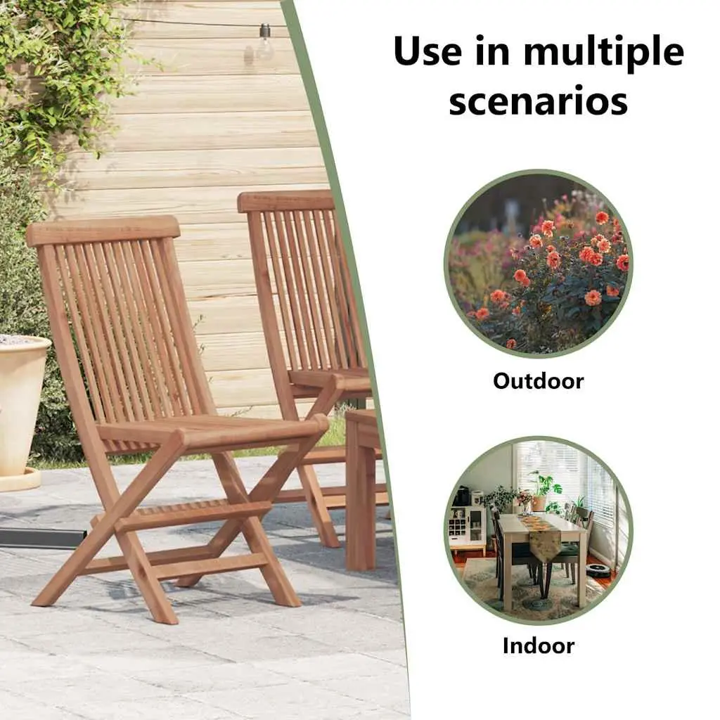 Folding Chairs Set 4 Piece Teak Hardwood Construction Weather Resistant Brown