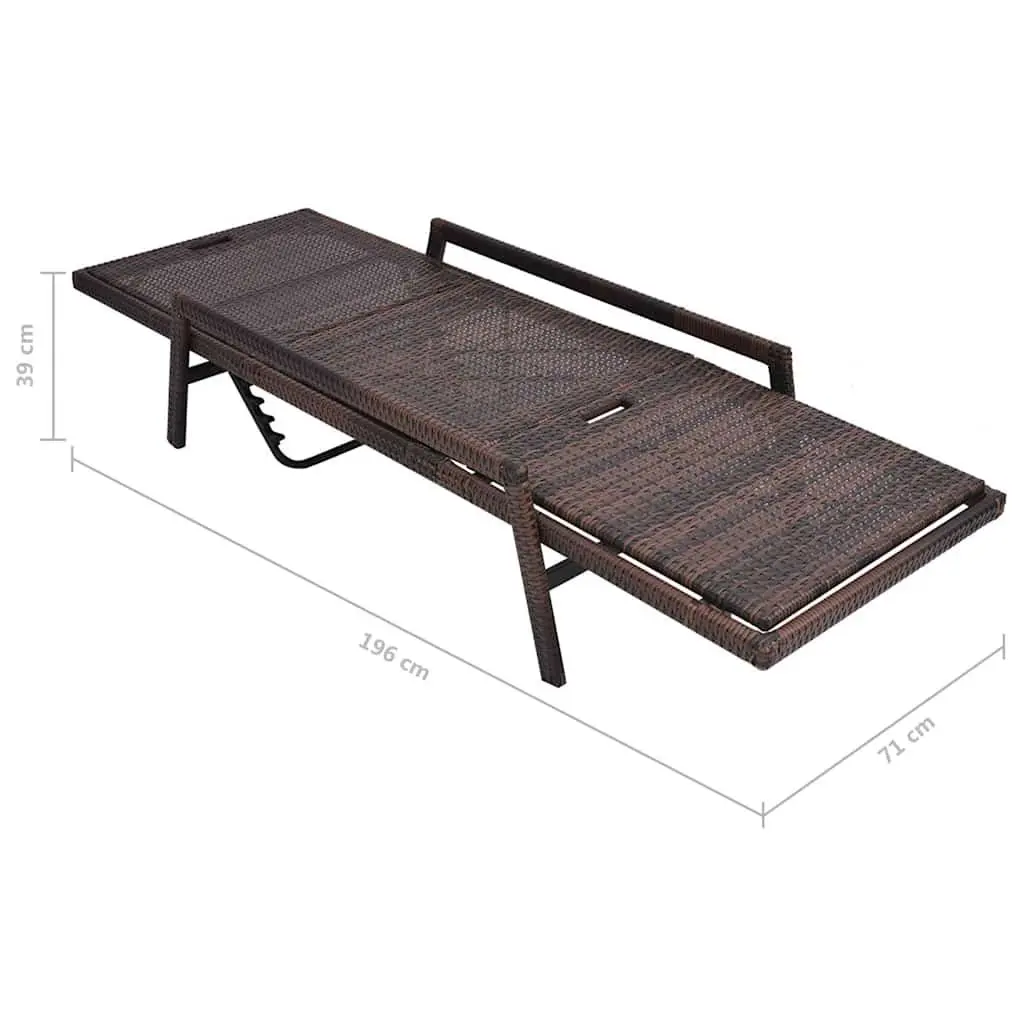 Sun Lounger Outdoor Patio Reclining Chair Adjustable Backrest Brown