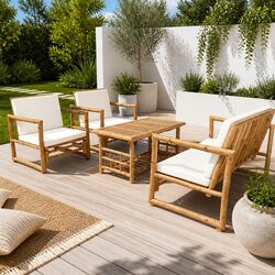 Enhance Your Outdoor Space with a 4 Piece Bamboo Lounge Set