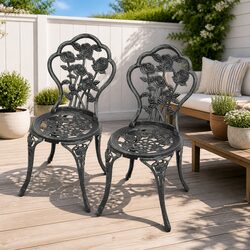 Bistro Chairs for Garden and Patio – Pair with Floral Design