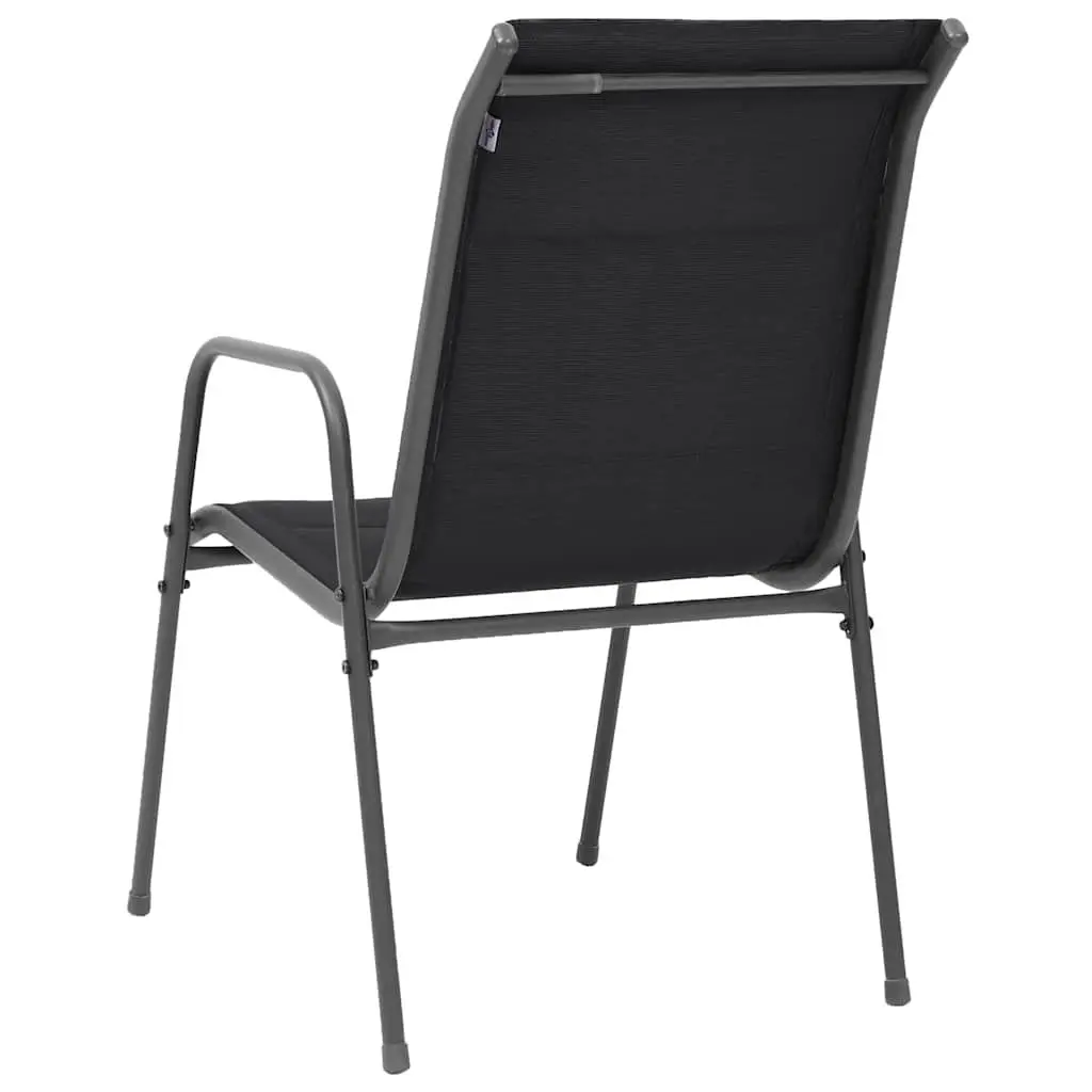Outdoor Stackable Dining Chairs 6 Piece Set Steel Frame Garden Furniture Black