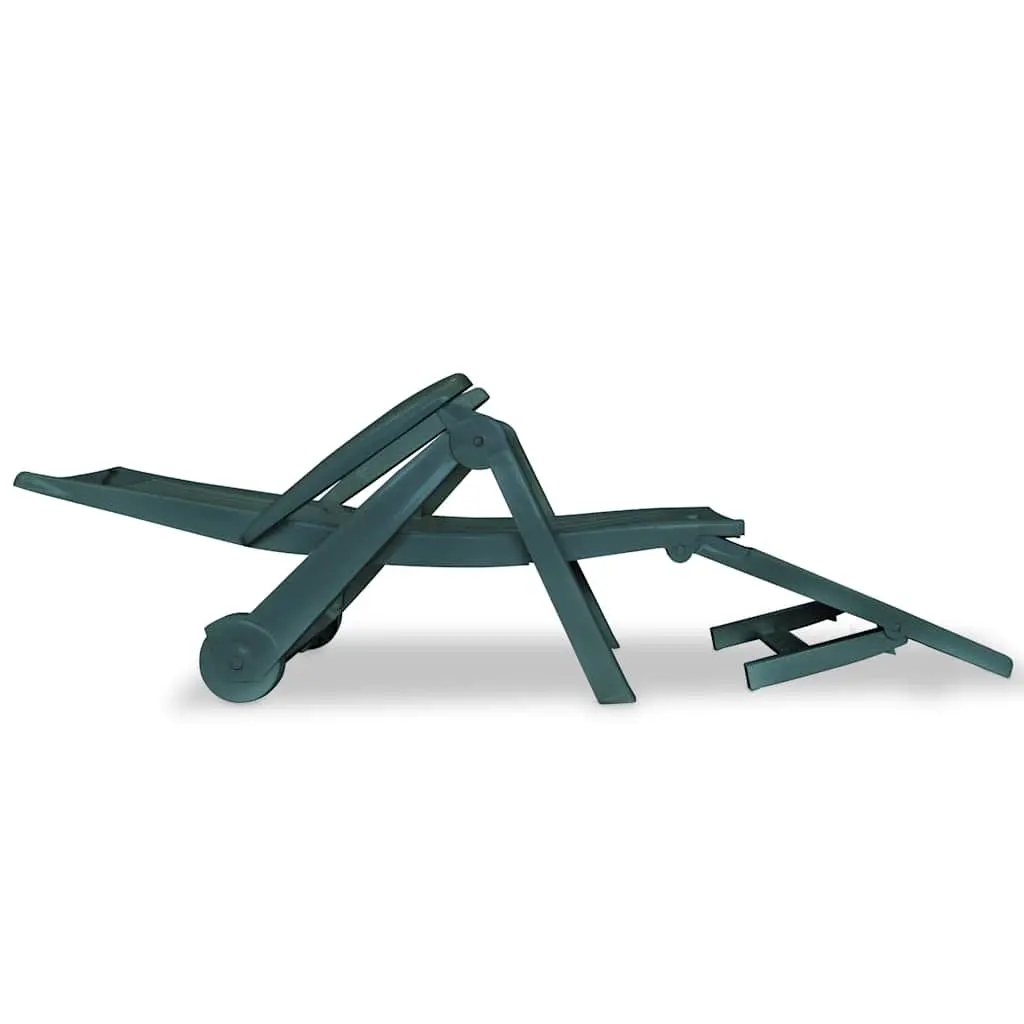 Sun Lounger Green Foldable Reclining Outdoor Garden Patio Deck Chair with Footrest