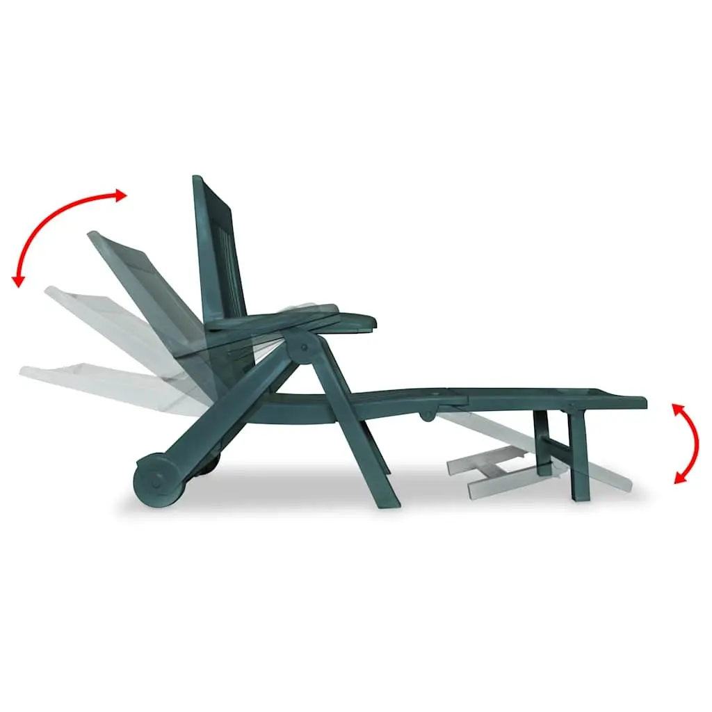 Sun Lounger Green Foldable Reclining Outdoor Garden Patio Deck Chair with Footrest