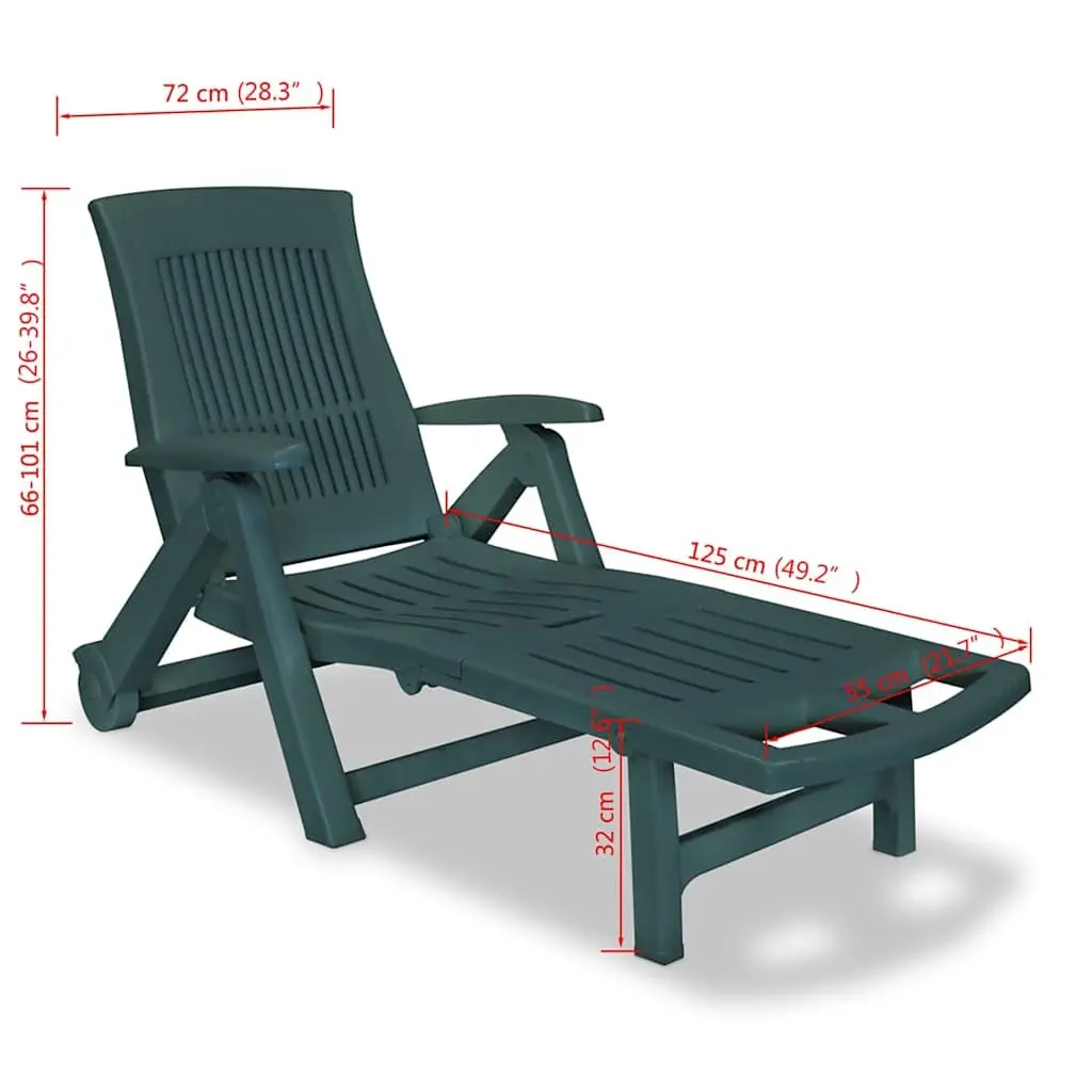 Sun Lounger Green Foldable Reclining Outdoor Garden Patio Deck Chair with Footrest