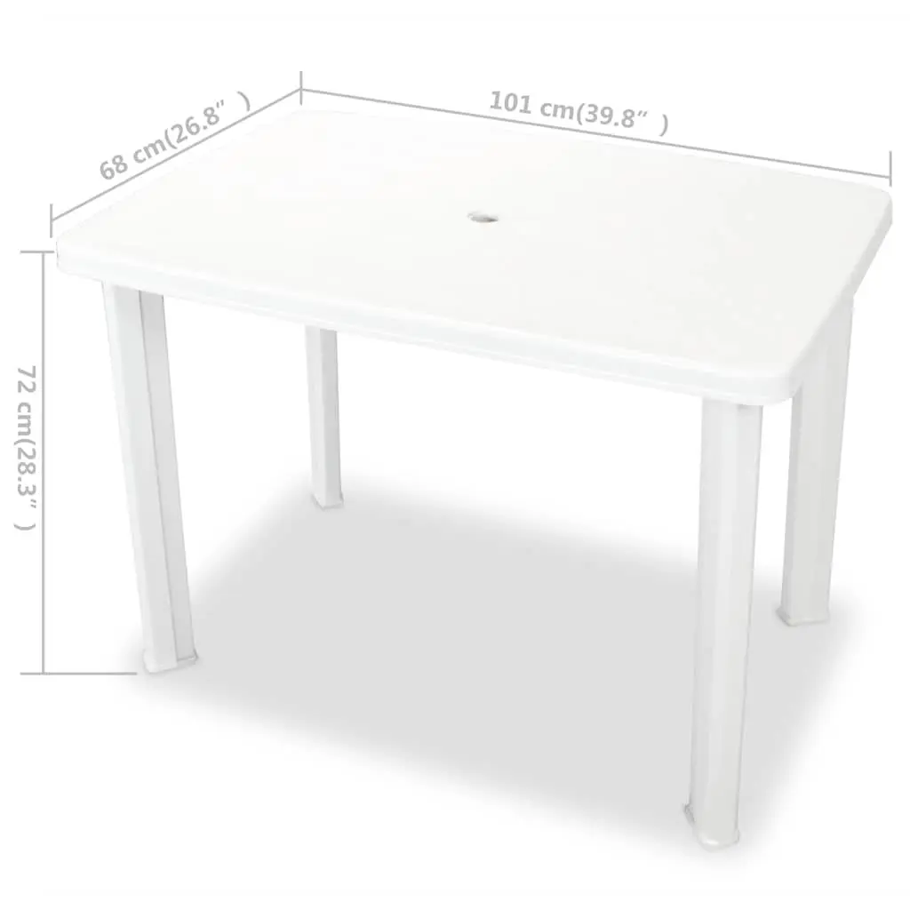 Outdoor Garden Dining Table White Plastic Weather-Resistant Patio Furniture