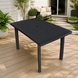 Garden Table Anthracite Outdoor Dining Furniture Patio Plastic Weather Resistant