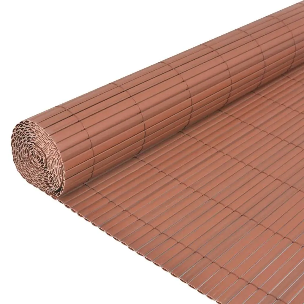 Double-Sided Garden Fence Panel 90x500cm Brown Weather-Resistant PVC Outdoor Screening Barrier