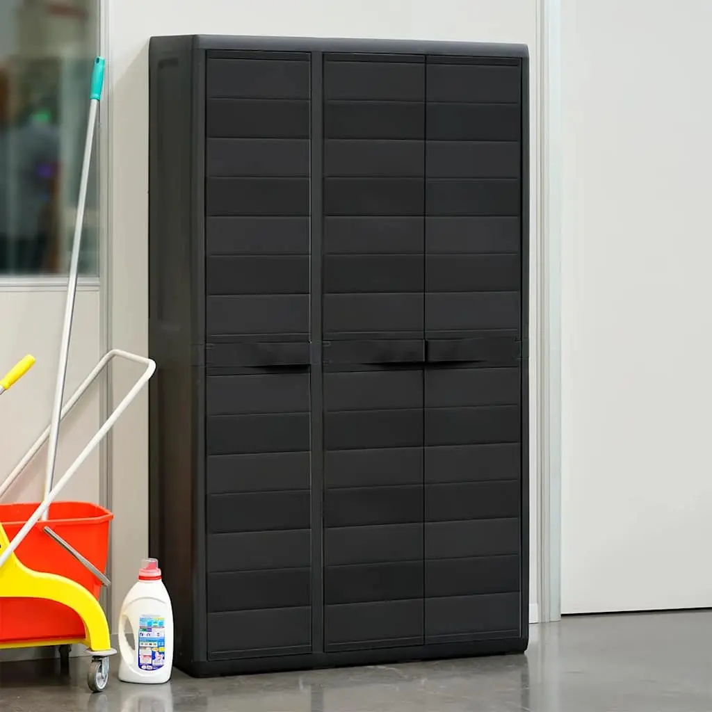 Garden Storage Cabinet 4 Shelves Black Ventilated Adjustable Outdoor Organiser
