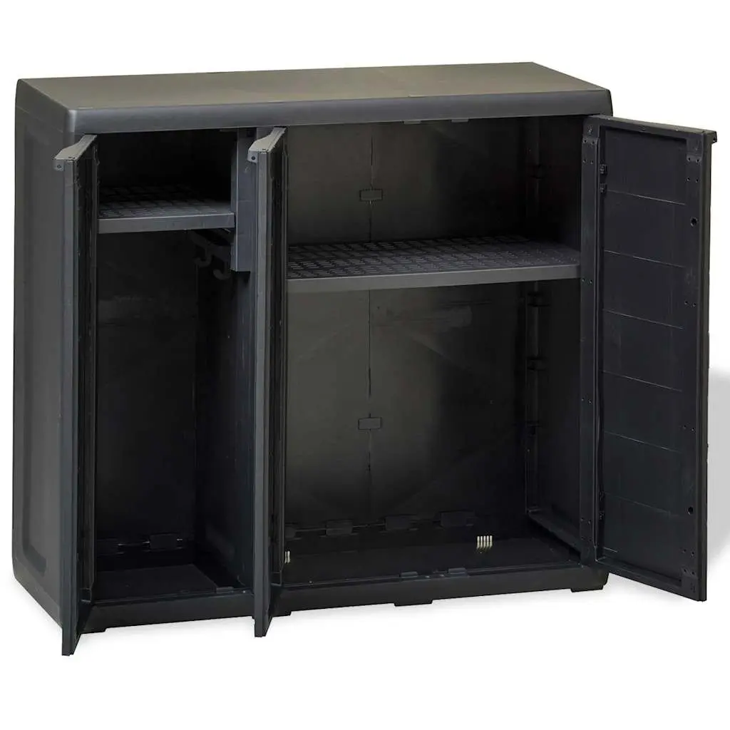 Garden Storage Cabinet Black 2 Adjustable Shelves Outdoor Organiser