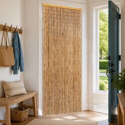 Elegant Bamboo Door Curtain for Insect Protection Brown 56x185 cm