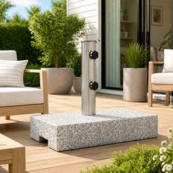 Rectangular Granite Parasol Base 25kg Outdoor Umbrella Stand Grey Heavy Duty