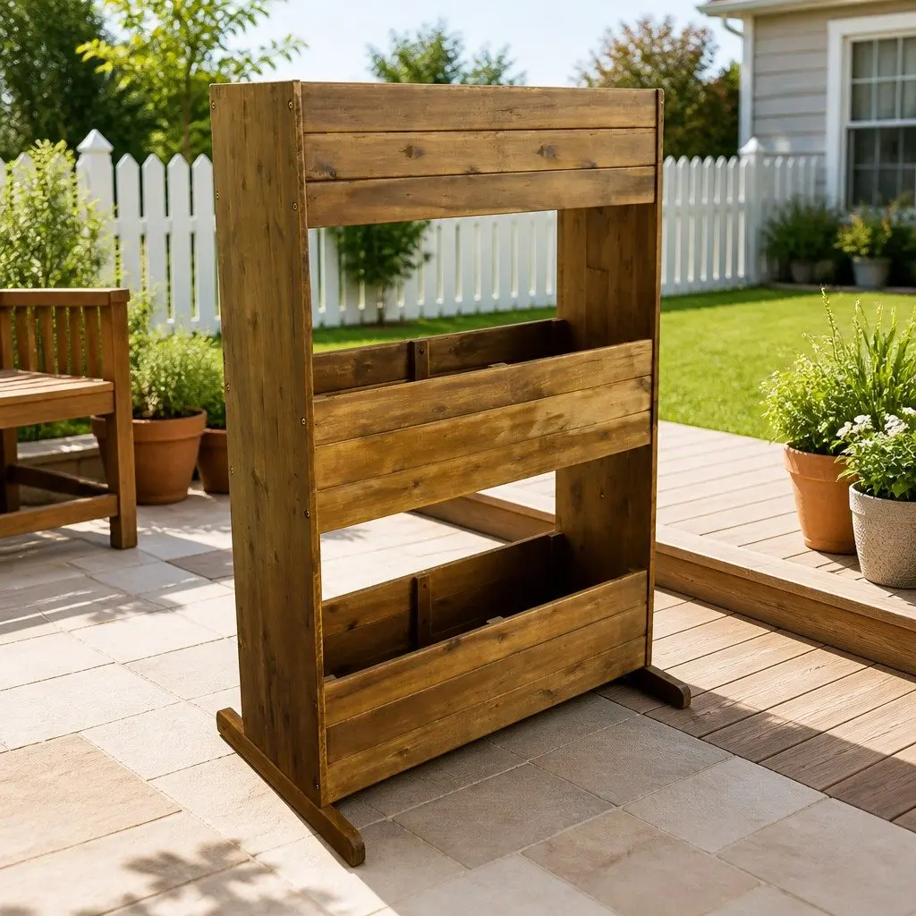 3 Tier Wooden Raised Garden Bed Planter Natural Outdoor Multi Layer Flower Container