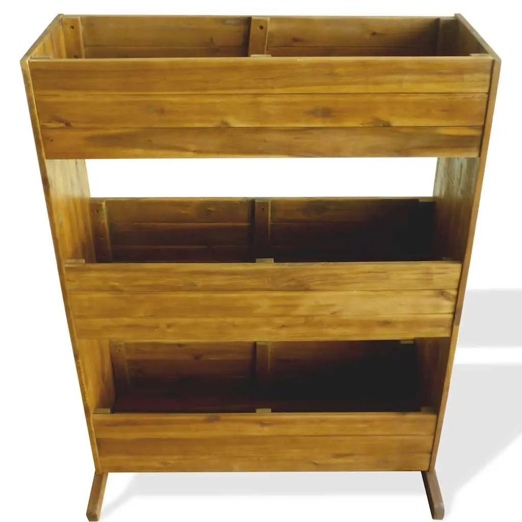 3 Tier Wooden Raised Garden Bed Planter Natural Outdoor Multi Layer Flower Container
