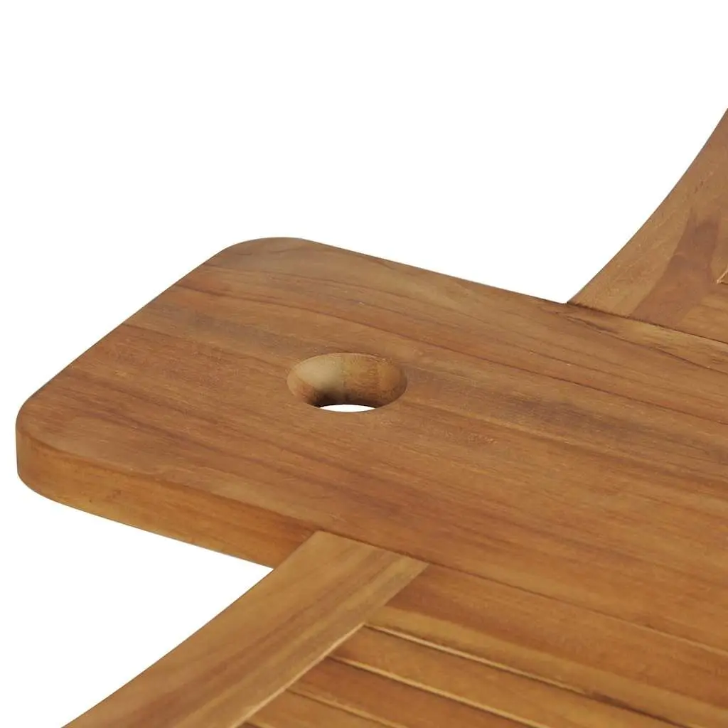 Folding Bar Table Teak Wood Outdoor Garden Parasol Hole Bottle Holder Removable Shelves