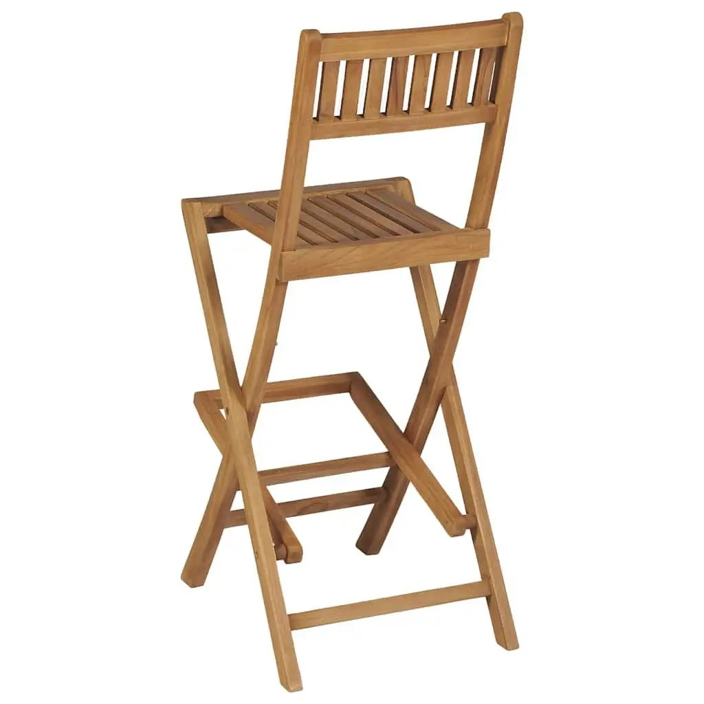 Folding Bar Stools Set of 2 Wooden Garden Seating with Backrest and Footrest