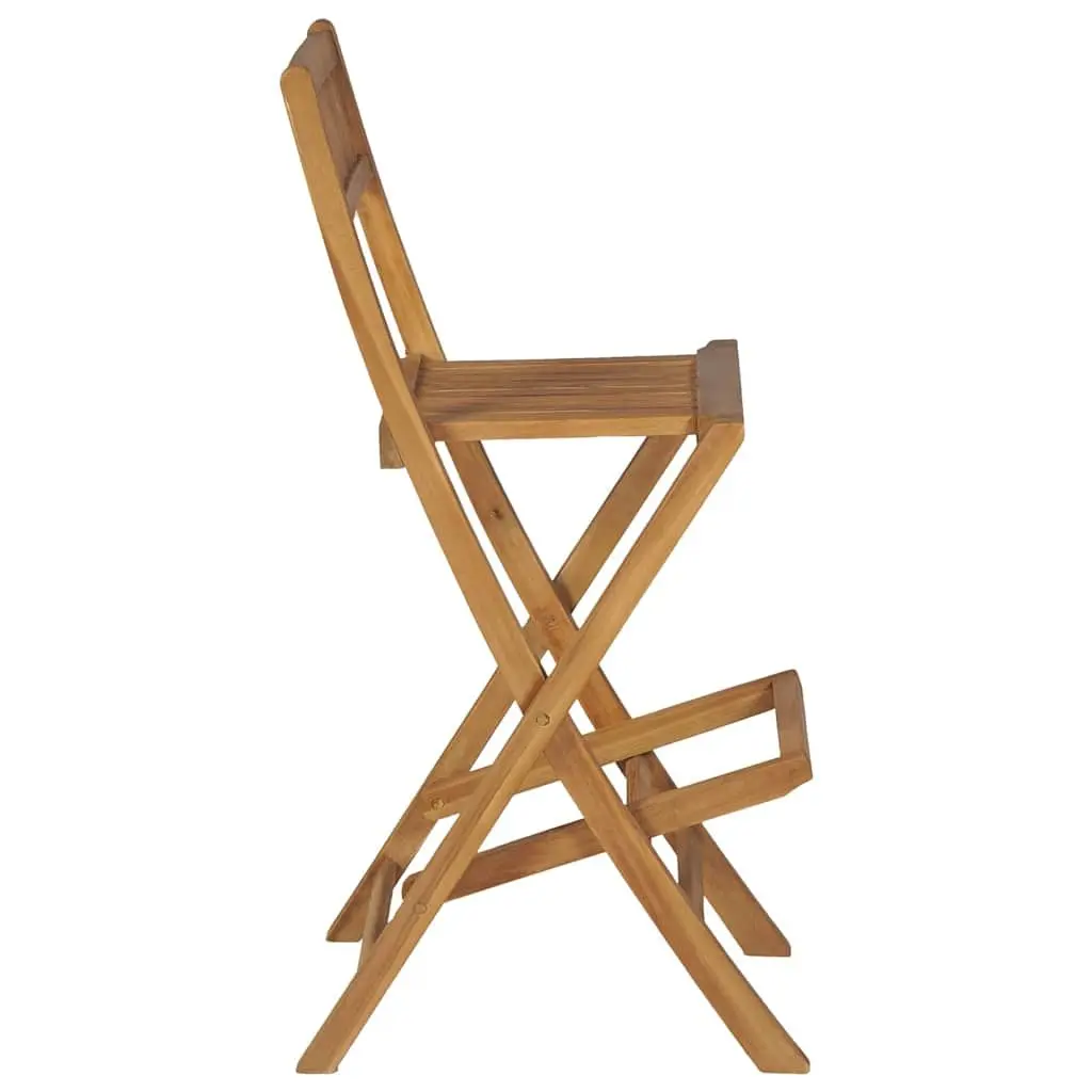 Folding Bar Stools Set of 2 Wooden Garden Seating with Backrest and Footrest