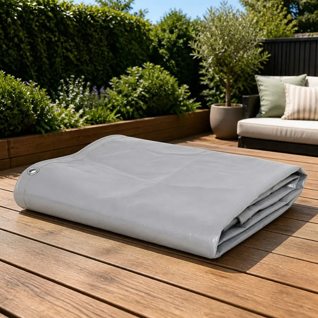 Heavy-Duty Tarpaulin 4x4 m Grey Waterproof Tear Resistant UV Resistant Cover