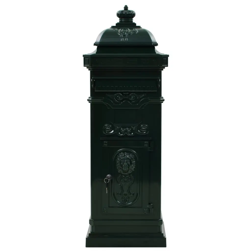 Pillar Letterbox Green Vintage Style Antique Outdoor Mailbox with Lockable Doors