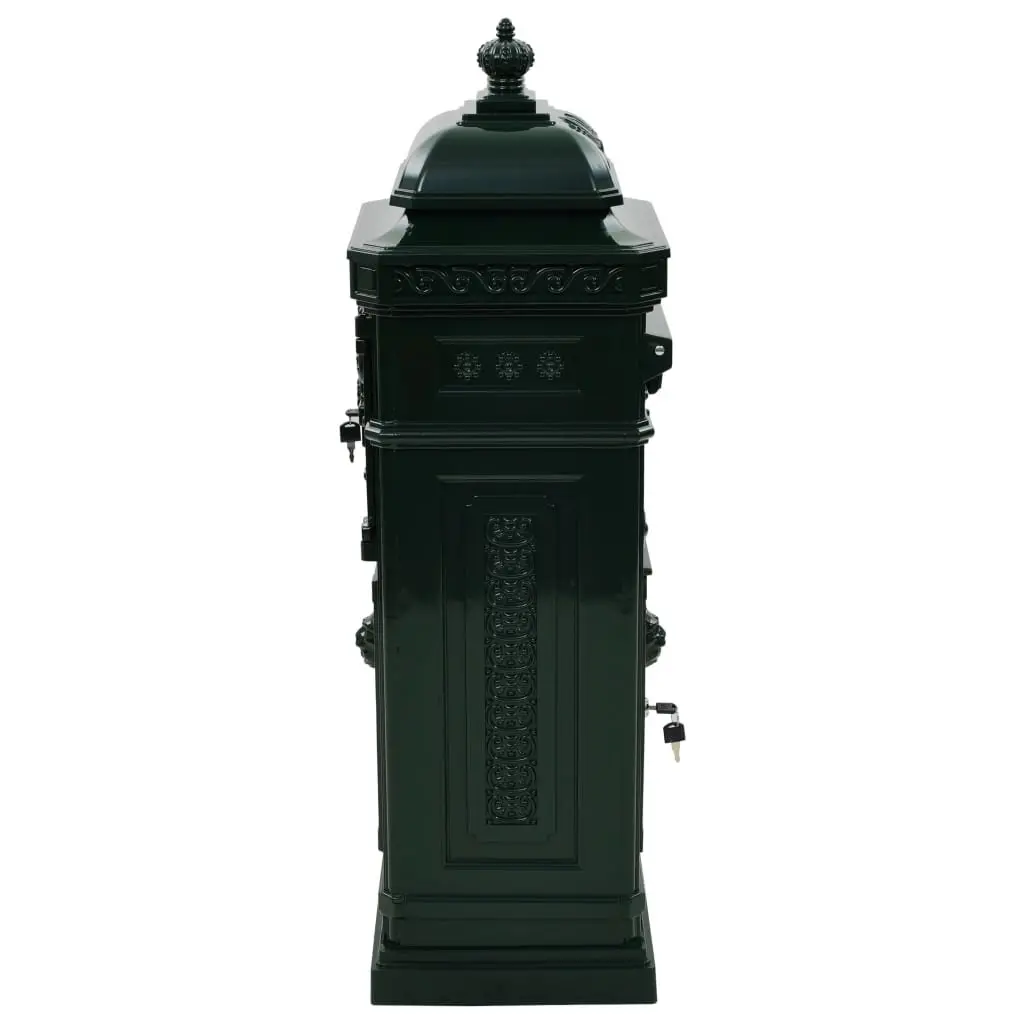 Pillar Letterbox Green Vintage Style Antique Outdoor Mailbox with Lockable Doors