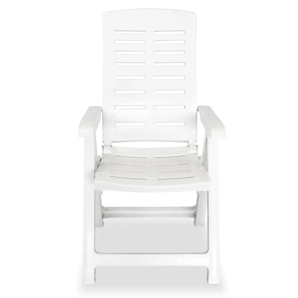 Outdoor Reclining Chair Set 2 Pcs White Lightweight Weather-resistant Folding Garden Patio