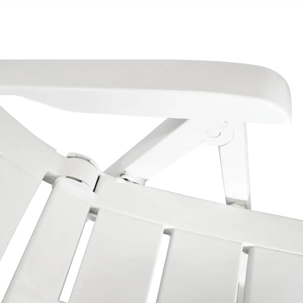 Outdoor Reclining Chair Set 2 Pcs White Lightweight Weather-resistant Folding Garden Patio
