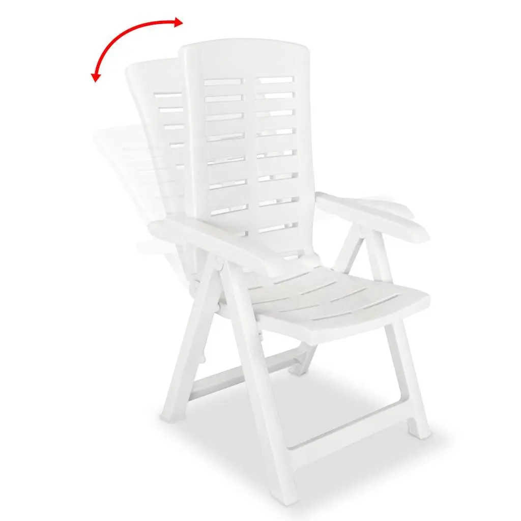 Outdoor Reclining Chair Set 2 Pcs White Lightweight Weather-resistant Folding Garden Patio