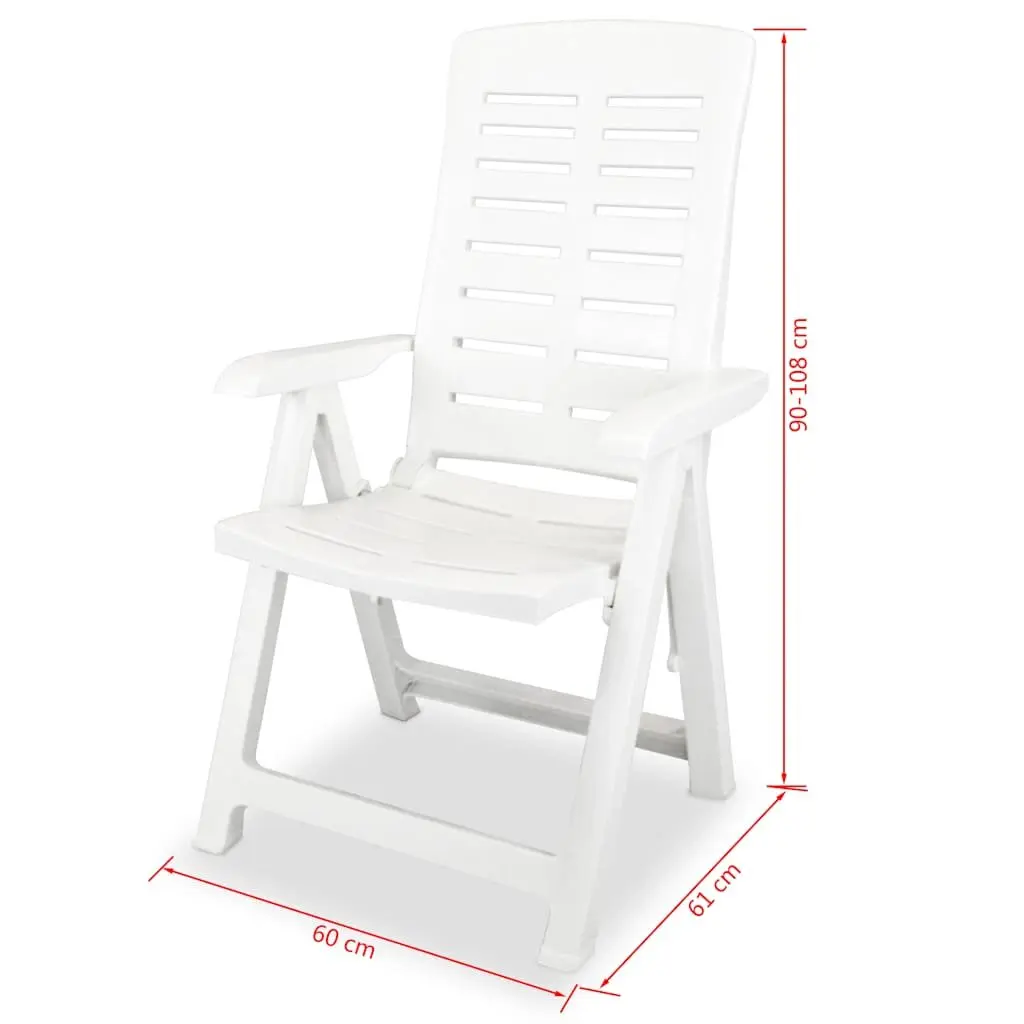 Outdoor Reclining Chair Set 2 Pcs White Lightweight Weather-resistant Folding Garden Patio