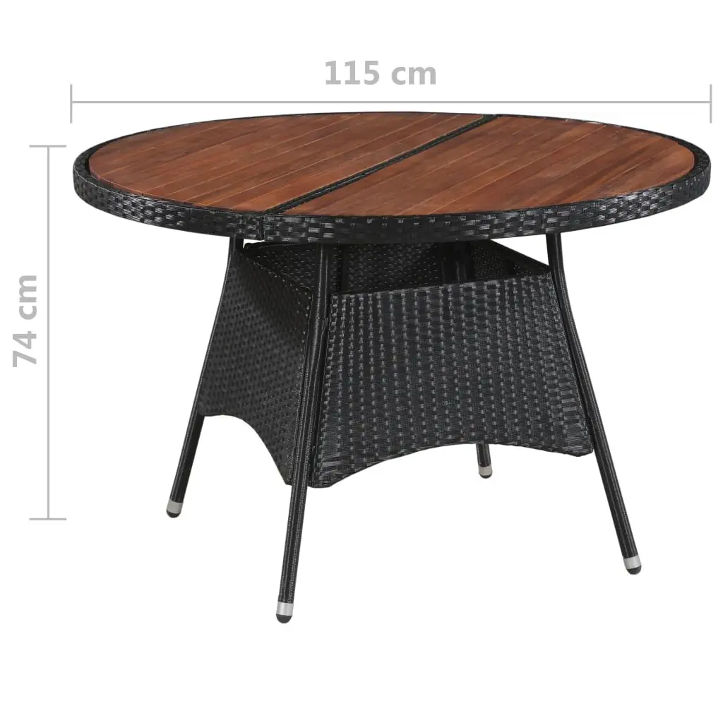 Outdoor Dining Table 115x74cm Water-Resistant PE Rattan Acacia Wood Brown