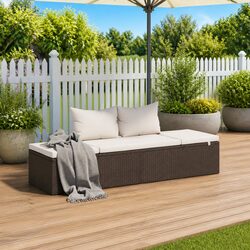 Outdoor Lounge Bed 195x60cm Garden Sun Lounger Rattan Furniture Patio Daybed
