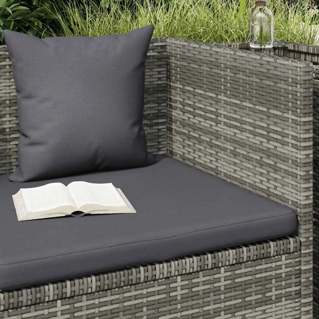 Garden Lounger Bed 200x60cm Grey Adjustable Poly Rattan Outdoor Patio Sunbed