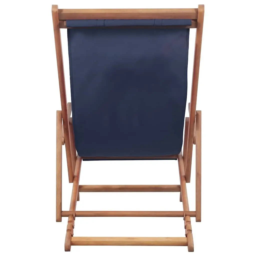Folding Beach Chair Wooden Frame Reclining 3 Adjustable Positions Outdoor Garden Patio Camping Blue