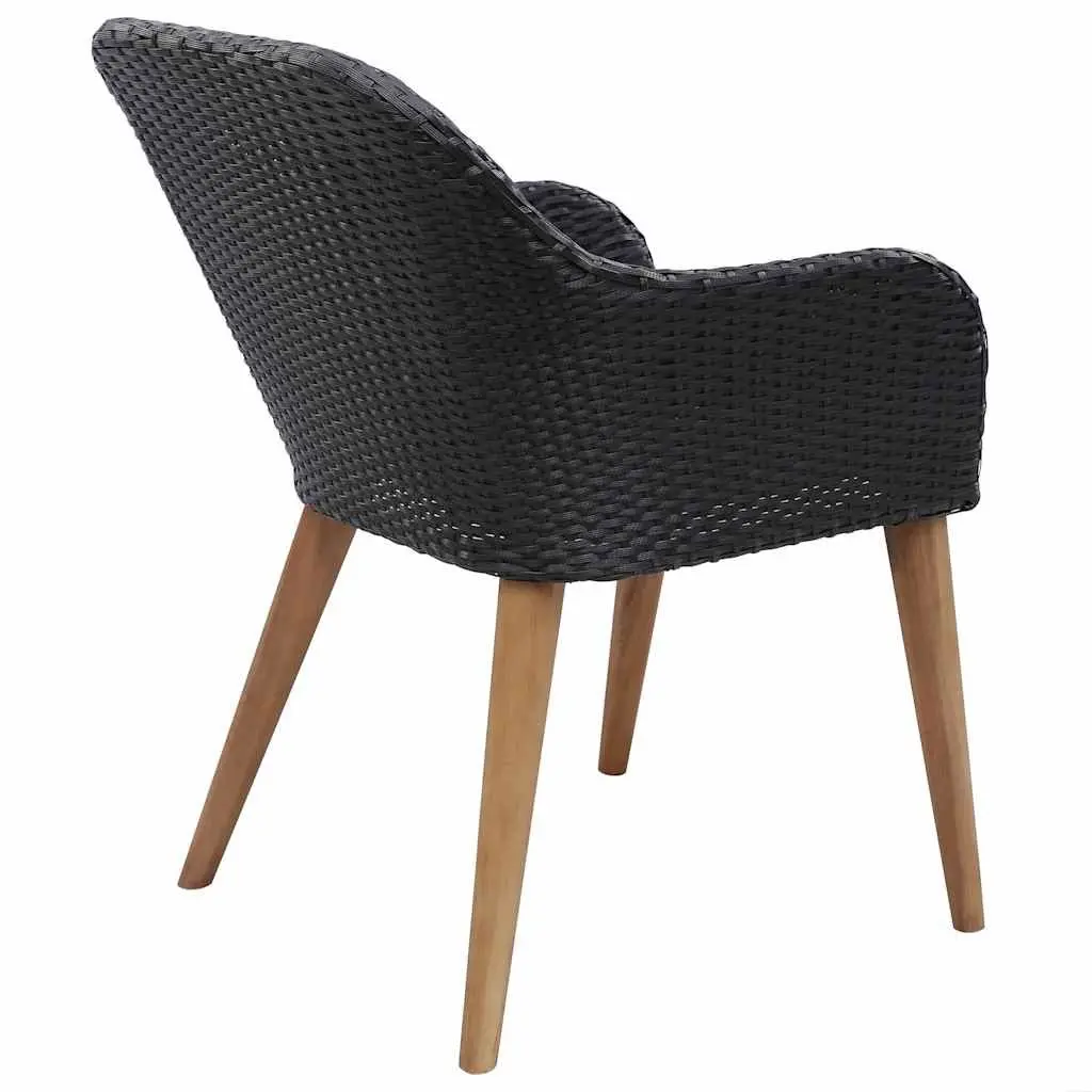 Outdoor Armchairs Set 2 Pieces Weather Resistant PE Rattan Garden Patio Seating with Removable Cushions Black