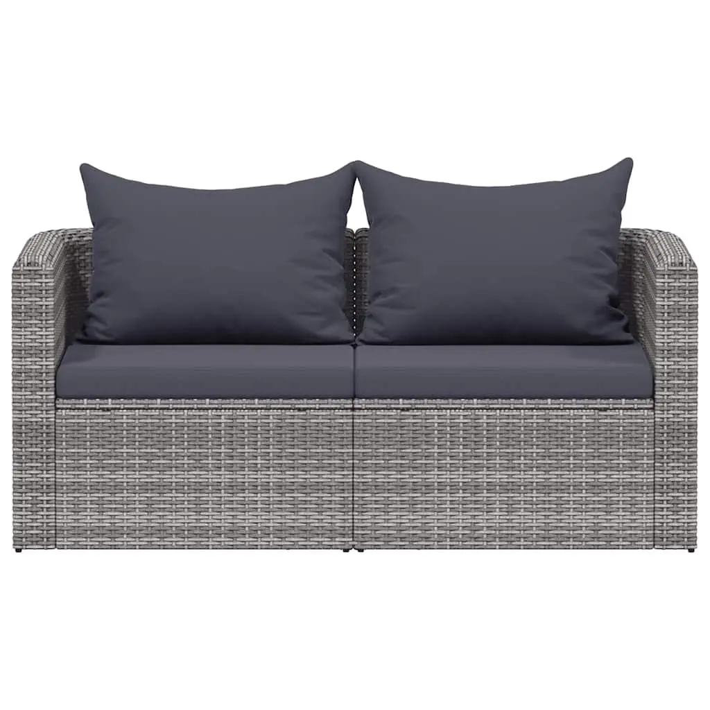 Garden Corner Sofas Set 2 pcs Grey Water-Resistant Poly Rattan Outdoor Seating with Cushions