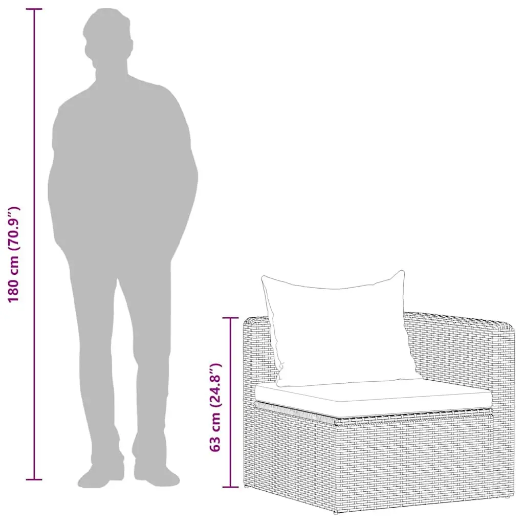 Garden Corner Sofas Set 2 pcs Grey Water-Resistant Poly Rattan Outdoor Seating with Cushions