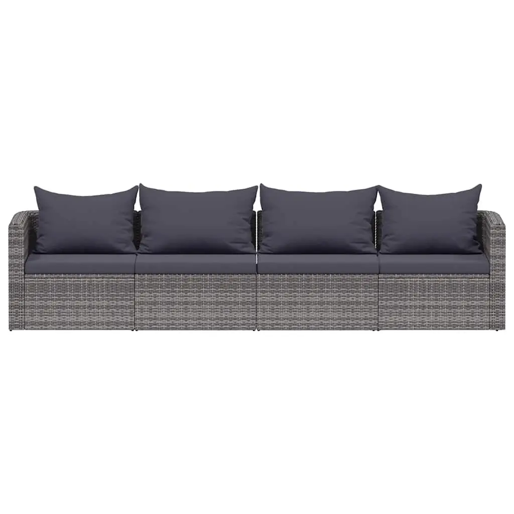 4 Piece Outdoor Garden Sofa Set Grey Rattan Weather Resistant with Cushions
