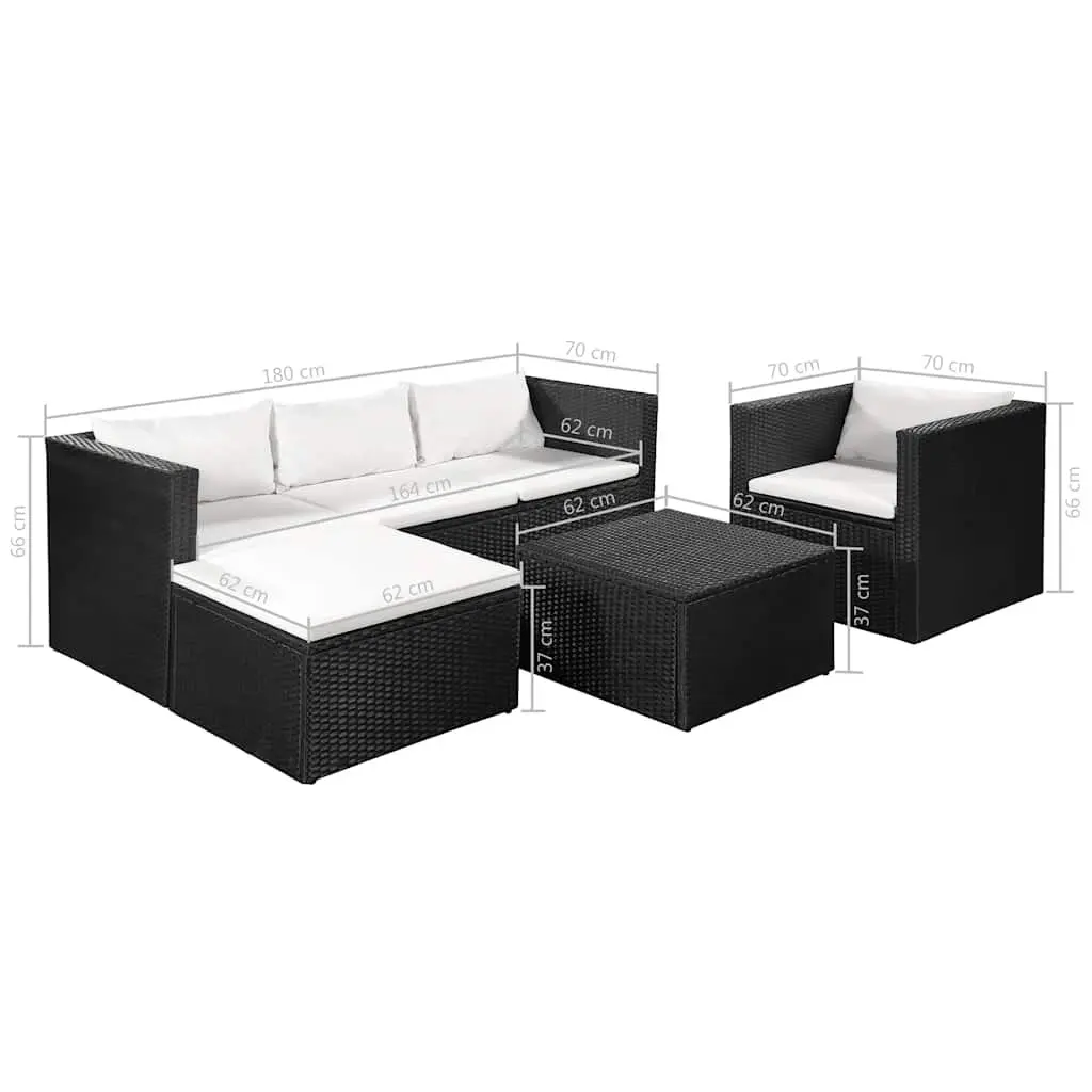 4 Piece Outdoor Garden Lounge Set Water-resistant PE Rattan Sofa Armchair Coffee Table Ottoman