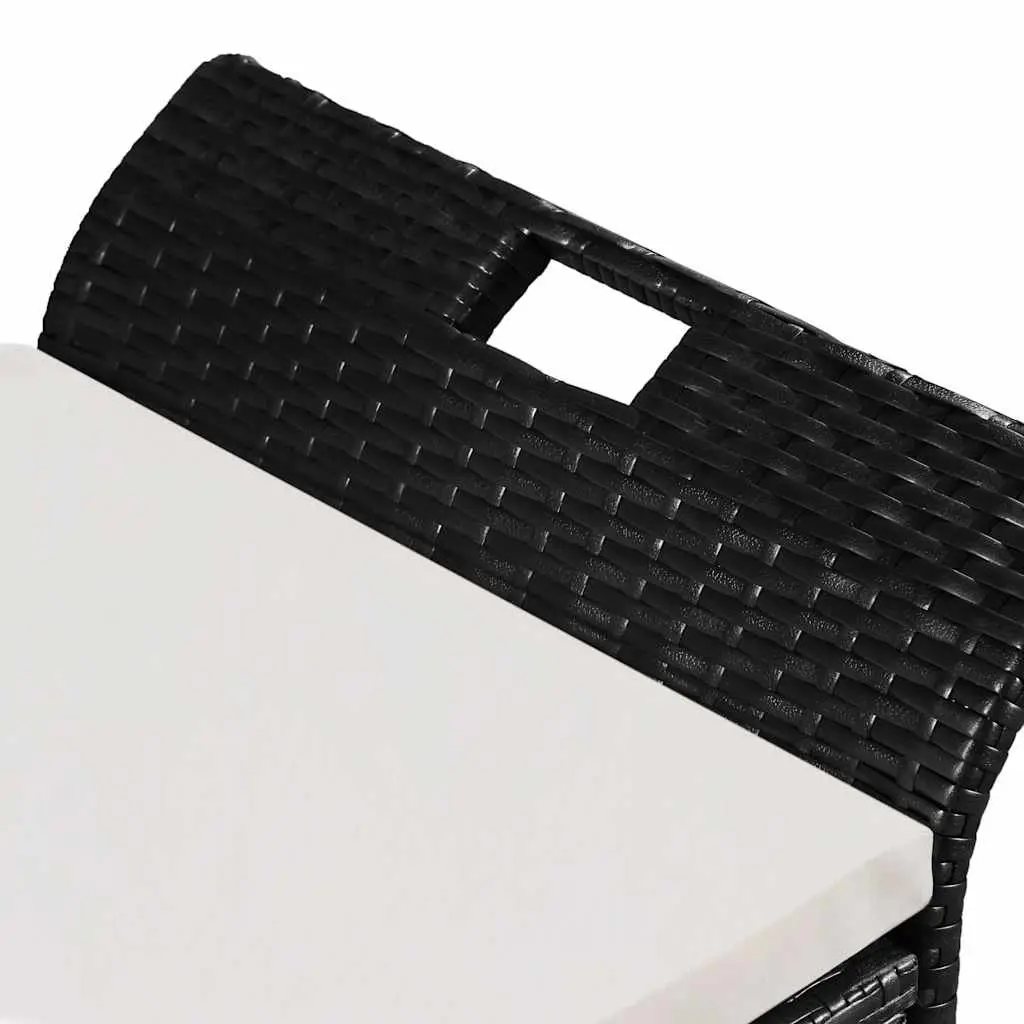 Outdoor Storage Bench 138cm Poly Rattan Water-Resistant with Cushion Black