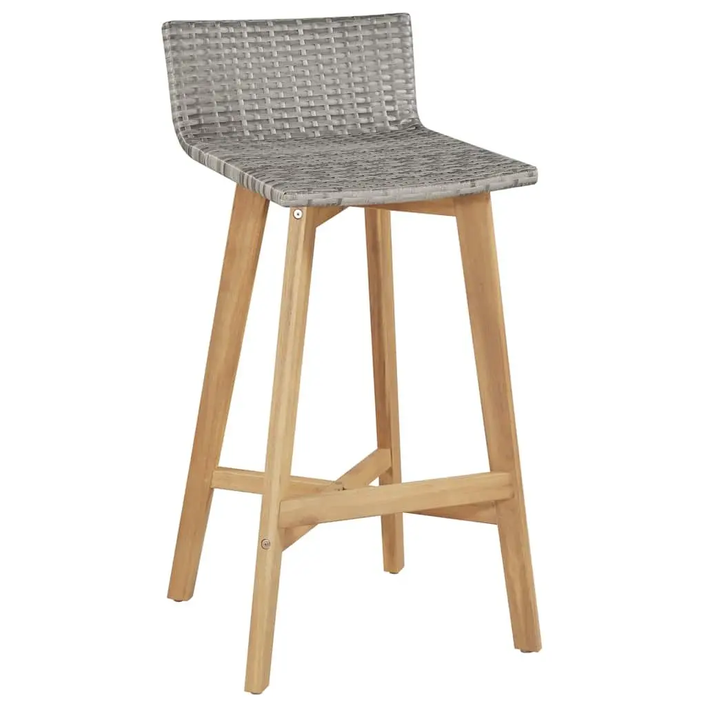 Outdoor Bar Stools Brown Weather-resistant PE Rattan Seat Footrest Set 2 Piece