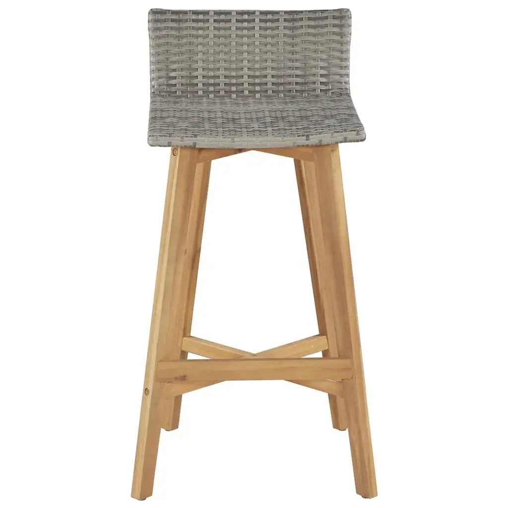Outdoor Bar Stools Brown Weather-resistant PE Rattan Seat Footrest Set 2 Piece