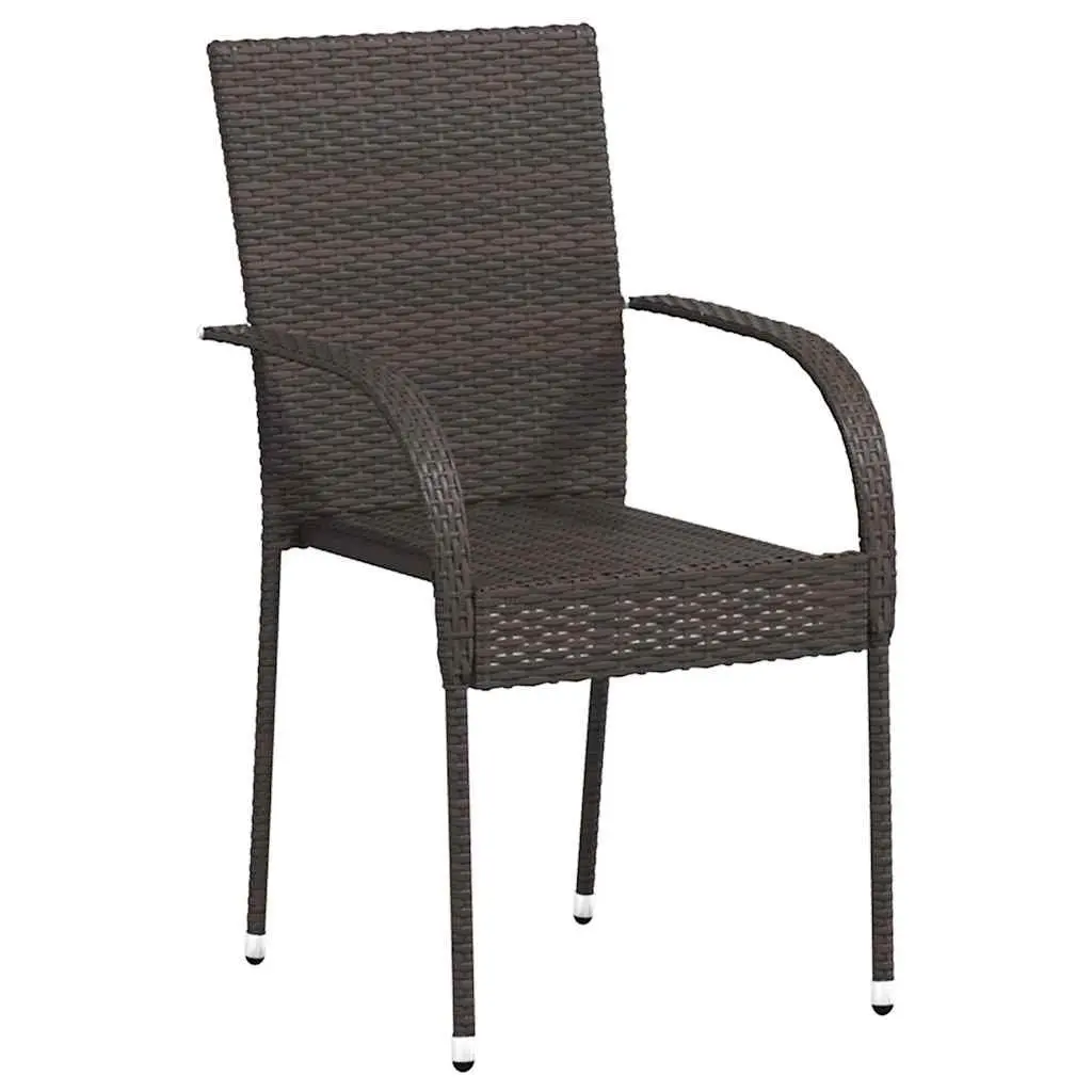 Outdoor Dining Chairs 2 pcs Brown Stackable Water-resistant PE Rattan Garden Patio Seating