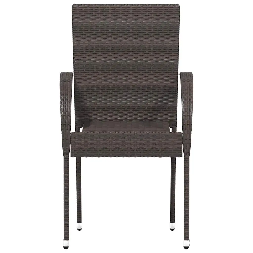 Outdoor Dining Chairs 2 pcs Brown Stackable Water-resistant PE Rattan Garden Patio Seating