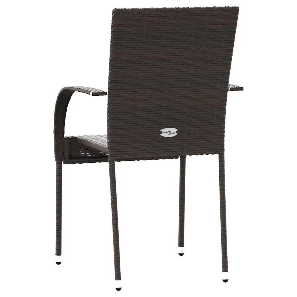 Outdoor Dining Chairs 2 pcs Brown Stackable Water-resistant PE Rattan Garden Patio Seating
