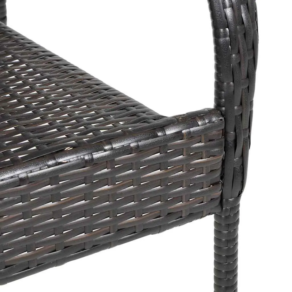 Outdoor Dining Chairs 2 pcs Brown Stackable Water-resistant PE Rattan Garden Patio Seating