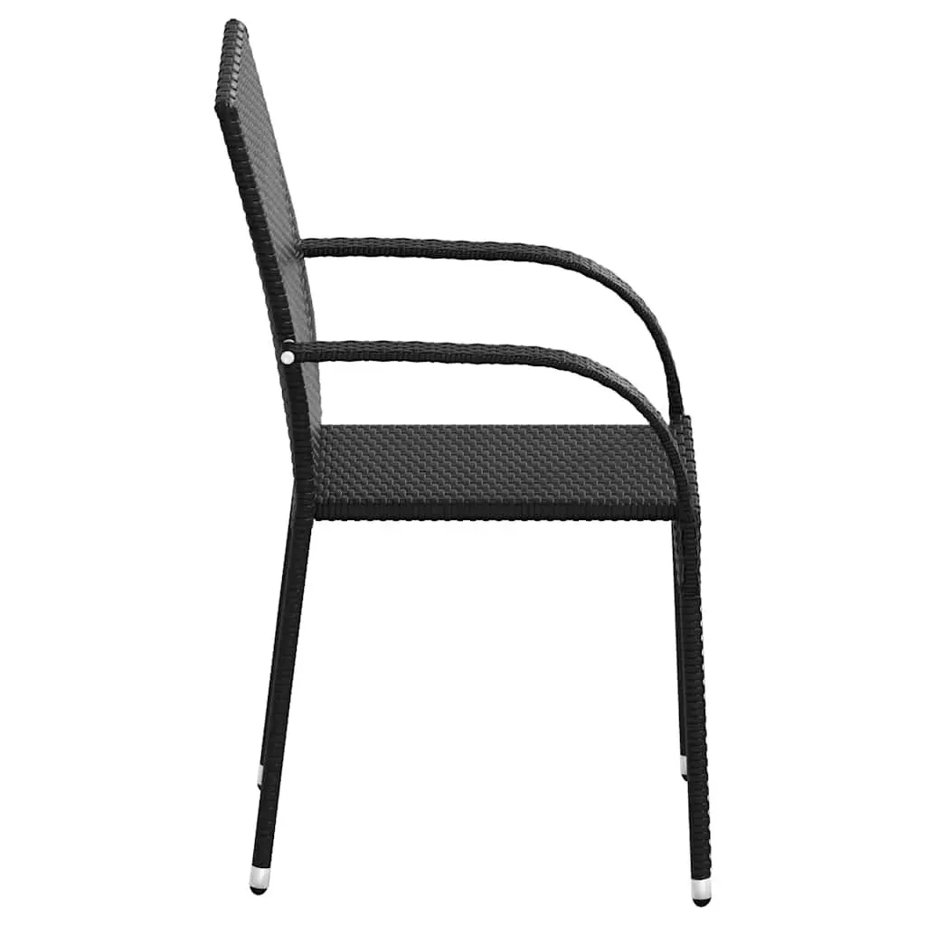 Outdoor Stacking Dining Chairs 2 pcs Lightweight Water-resistant PE Rattan Black