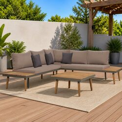 Garden Lounge Set 4 Piece Outdoor Furniture Patio Sofa with Cushions Brown